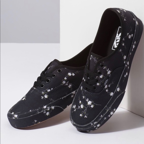 Vans Women's Black and White Floral Sneakers - Picture 1 of 10